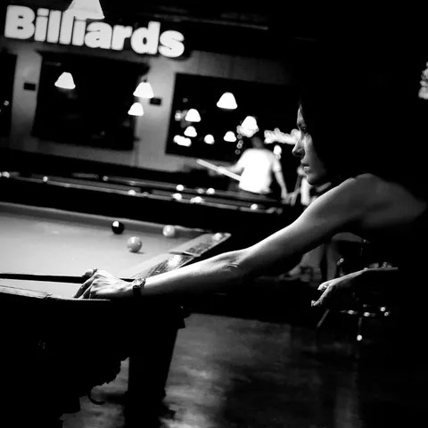 The Pool Peanut at the billiards table